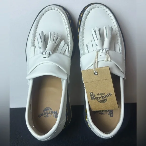 ❗️NEW Dr. Martens AirWair ADRIAN YELLOW STITCH LEATHER TASSEL LOAFERS Size 5 - Picture 14 of 15